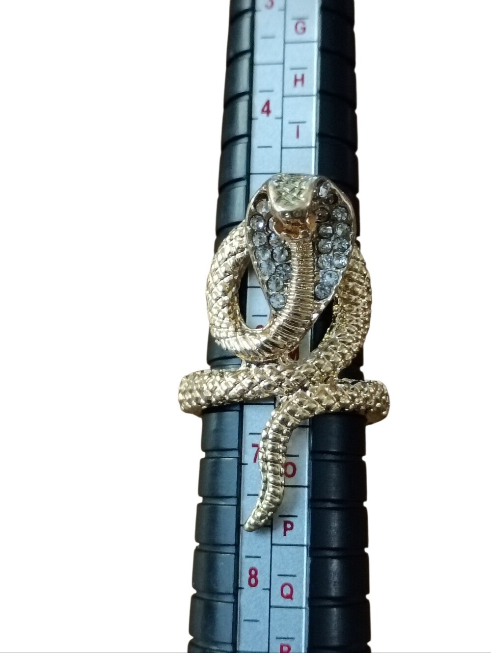 Gold Cobra Reptile Ring - Gold Snake Ring with Crystal Accents